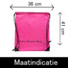 maatindicatie roze gymtas