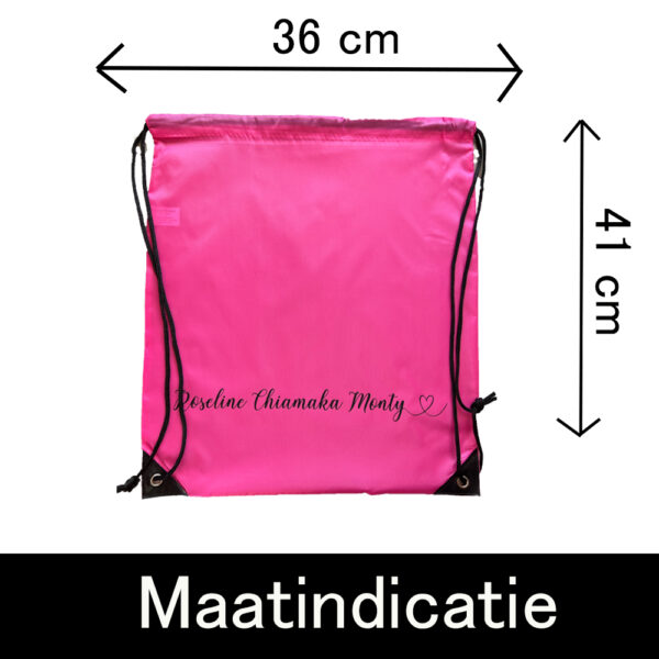 maatindicatie roze gymtas