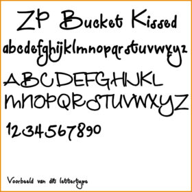 Voorbeeld lettertype ZP Bucket Kissed