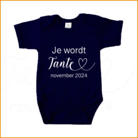 Navy blauw rompertje met tekst "je wordt tante"